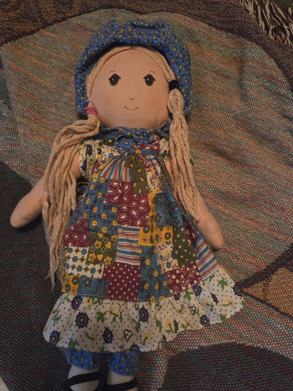 Vintage Original Holly Hobbie Knickerbocker Cloth Rag Doll Prairie Patchwork